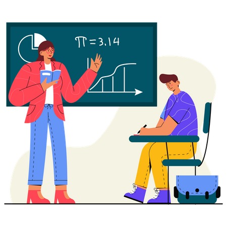 Lernen Sie Mathematik mit einem Lehrer  Illustration
