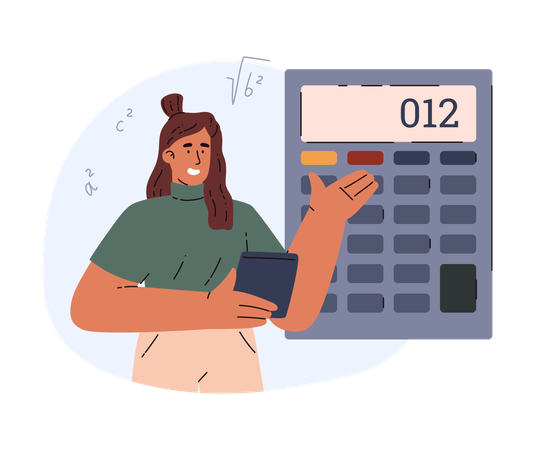 Mathematician use the device to calculate mathematical formulas  Illustration