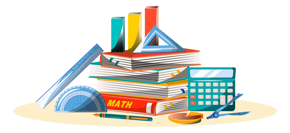 Maths book and equipment Illustration