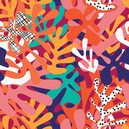 Matisse inspirou formas padrão perfeito, design colorido  Ilustração