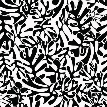 Matisse inspirou formas sem costura padrão, preto e branco  Ilustração