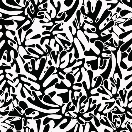 Matisse inspired shapes seamless pattern, black and white Illustration