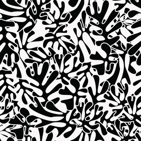 Matisse inspired shapes seamless pattern, black and white  Illustration