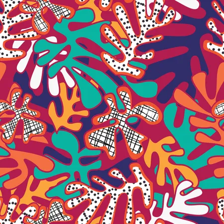 Matisse inspired shapes seamless pattern, colorful design Illustration