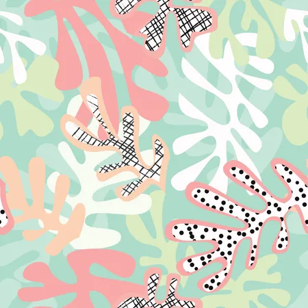 Matisse inspired shapes seamless pattern, colorful design  Illustration