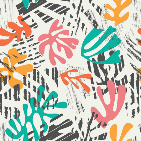 Matisse inspired shapes seamless pattern, colorful design  Illustration