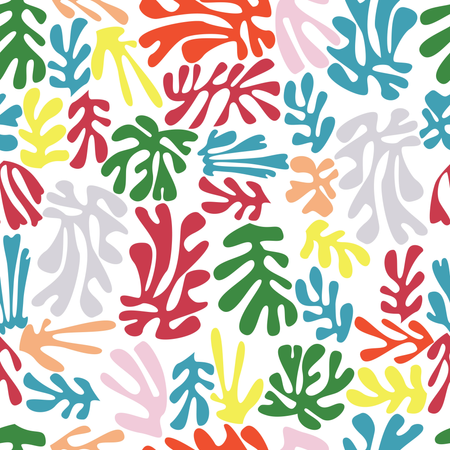 Matisse inspired shapes seamless pattern, colorful design  Illustration