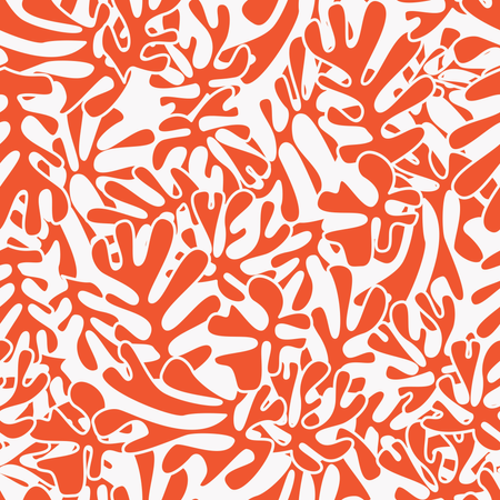 Matisse inspired shapes seamless pattern, orange and white Illustration