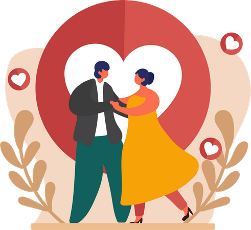 Pareja de matrimonio bailando  Ilustración