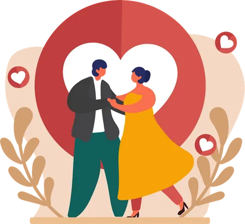 Pareja de matrimonio bailando  Ilustración