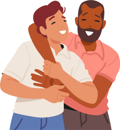 Mature Male Warm Embrace  Illustration