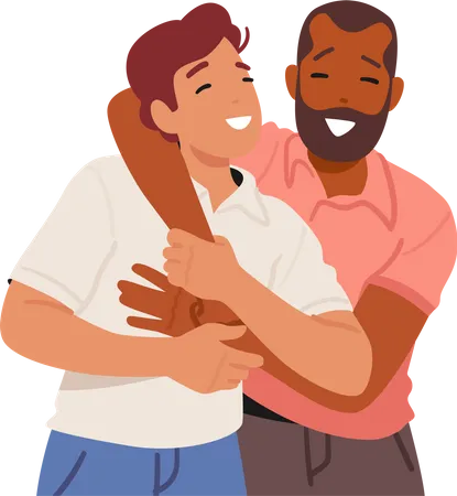 Mature Male Warm Embrace  Illustration