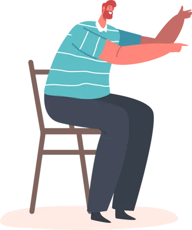 Mature Man Sitting on Chair  Illustration