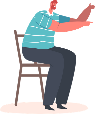 Mature Man Sitting on Chair  Illustration