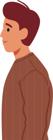 Mature Man Stands In Profile  Illustration
