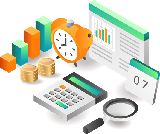 Maturity time analyzing business company income data  Illustration