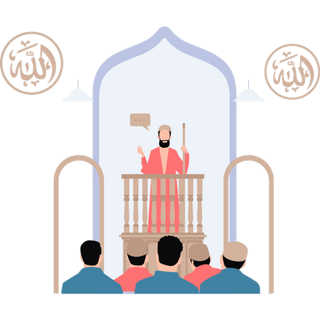 Maulvi Sahib está dando sermão no Eid  Ilustração