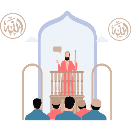 Maulvi Sahib is giving Eid sermon  Illustration
