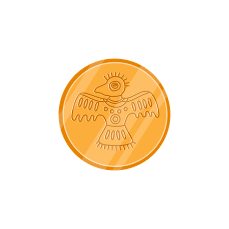 Maya golden coin  Illustration