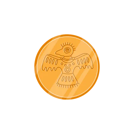 Maya golden coin  Illustration