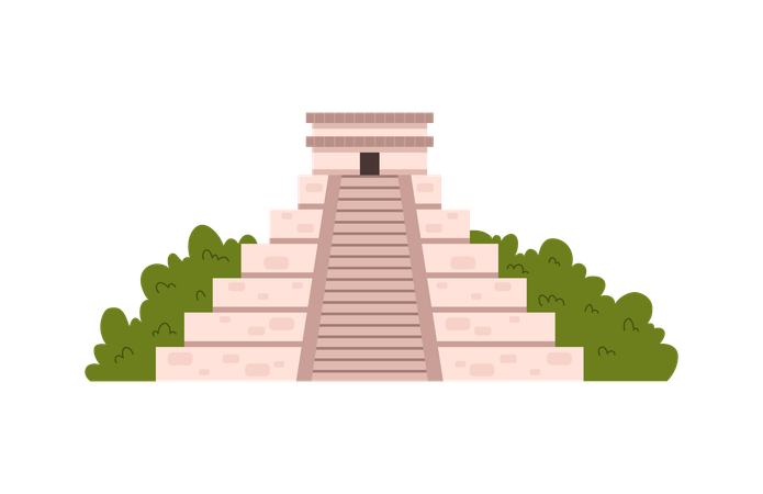 Maya pyramid historical building  Illustration