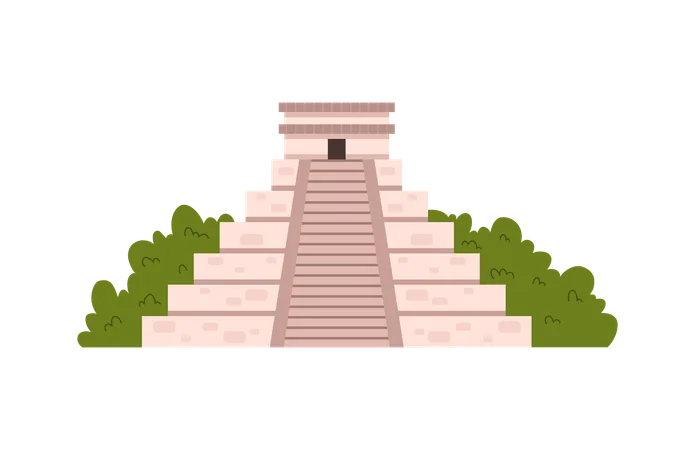 Maya pyramid historical building  Illustration