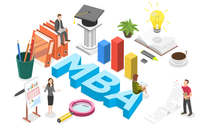 3 D Isometric Flat Vector Conceptual Illustration Of MBA Master Of Business Administration Investment Management Graduate Degree Illustration