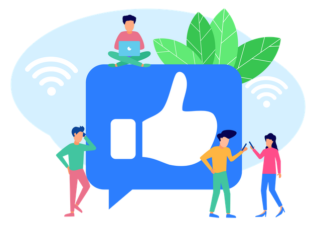 Me gusta la publicación en las redes sociales.  Ilustración
