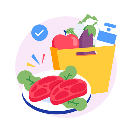 Meal Prep with Groceries  Illustration