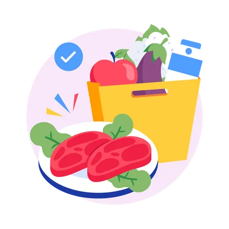 Meal Prep with Groceries  Illustration