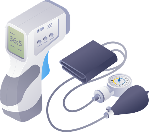 Measure temperature and blood pressure  technology  Illustration