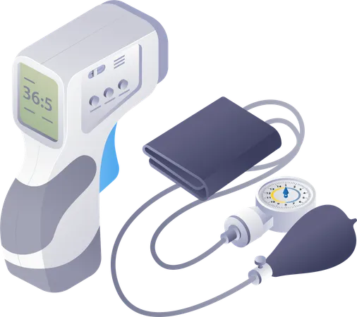 Measure temperature and blood pressure  technology  Illustration