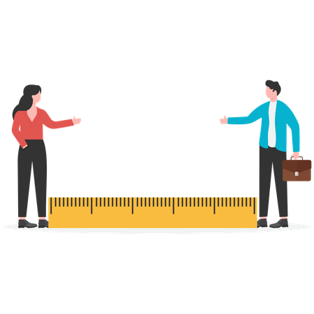 Measuring distance between two businessman  Illustration