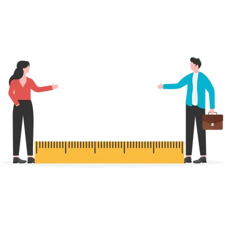 Measuring distance between two businessman  Illustration