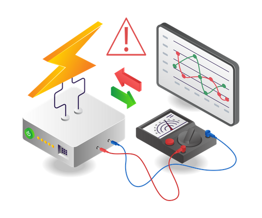 Measuring power adapter voltage analyzer with avo meter Illustration