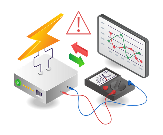 Measuring power adapter voltage analyzer with avo meter  Illustration