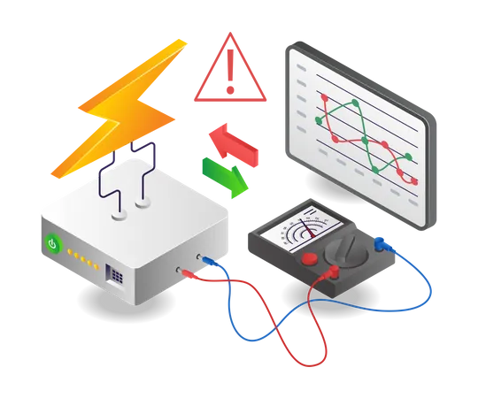 Measuring power adapter voltage analyzer with avo meter  Illustration