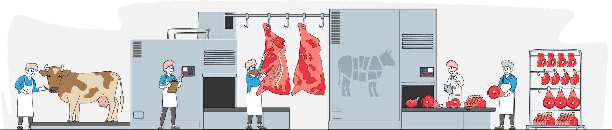 Meat Manufacture Factory  Illustration