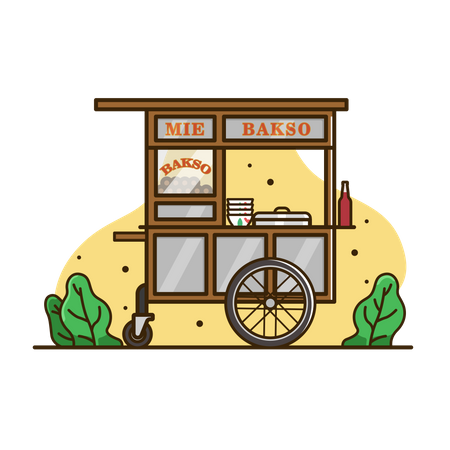 Meatball noodle carts  Illustration