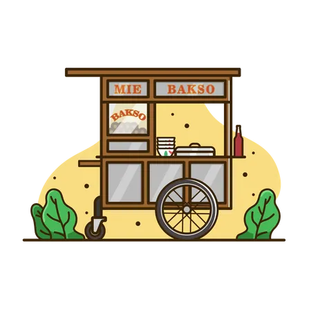 Meatball noodle carts  Illustration