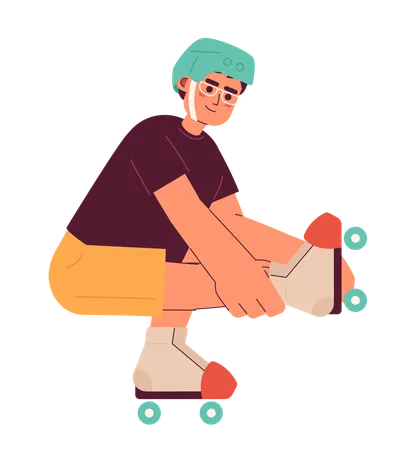 Un type qui fait des tours sur des patins à roulettes  Illustration