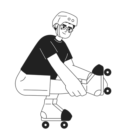 Un type qui fait des tours sur des patins à roulettes  Illustration