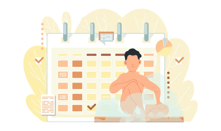 Guy prend un bain de vapeur  Illustration