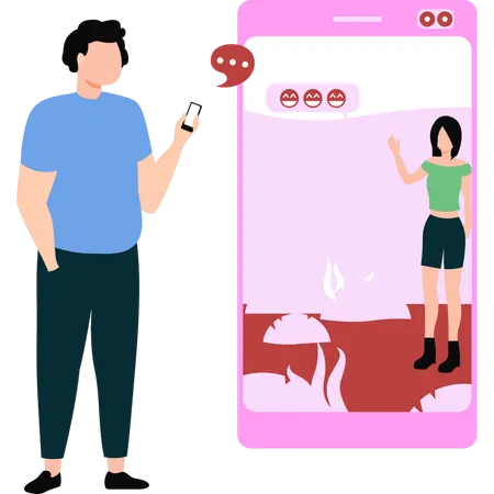 Mec cherche une fille sur une application de rencontres en ligne  Illustration