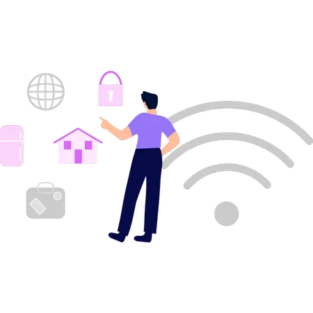 Un type qui regarde des trucs de connexion Wi-Fi  Illustration