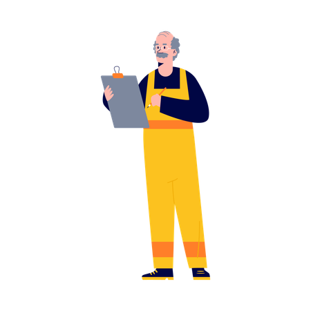 Mécanicien automobile avec liste de contrôle  Illustration