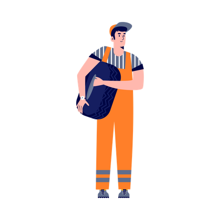 Mécanicien automobile avec volant  Illustration