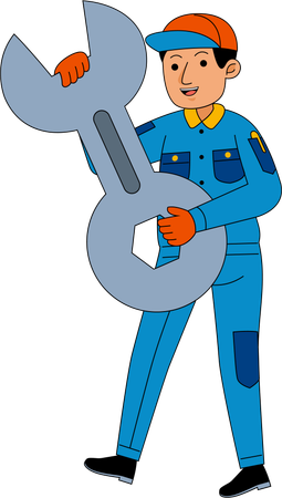 Mécanicien automobile debout avec un outil  Illustration