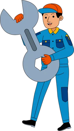 Mécanicien automobile debout avec un outil  Illustration