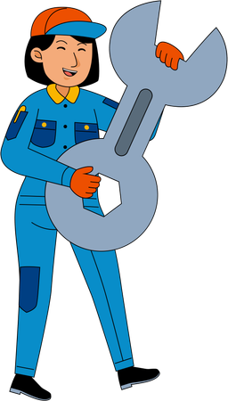 Mécanicien automobile debout avec un outil  Illustration